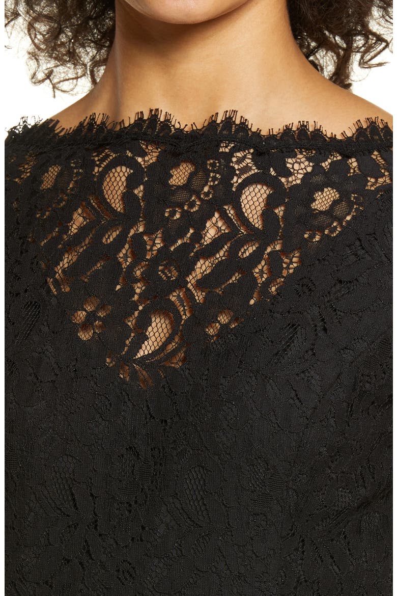 Long Sleeve Tiered Lace Dress, Alternate, color, BLACK