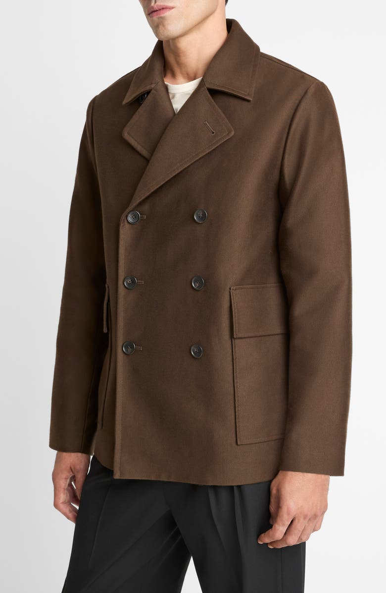 Vince Peached Cotton Peacoat, Alternate, color, Dark Highland