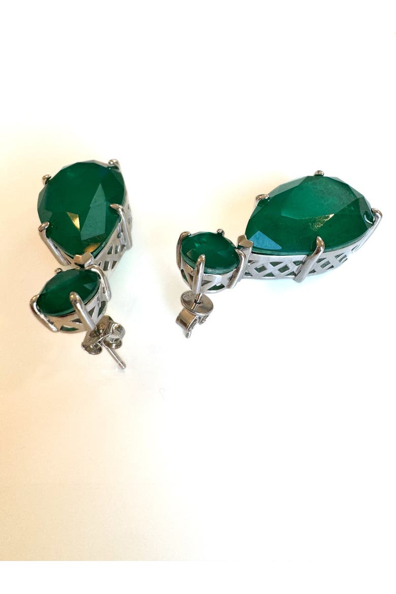 emerald pear drop earrings, Alternate, color, green