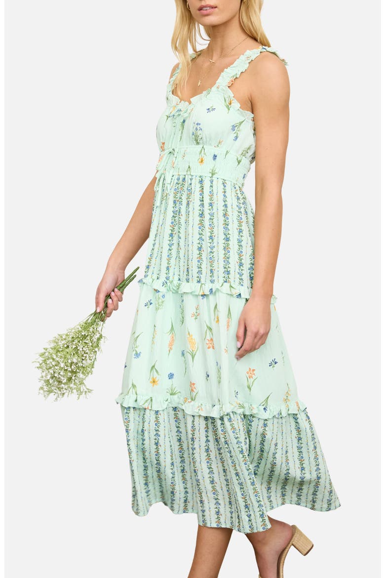 Print Sleeveless Tiered Maxi Dress, Alternate, color, SAGE MULTI