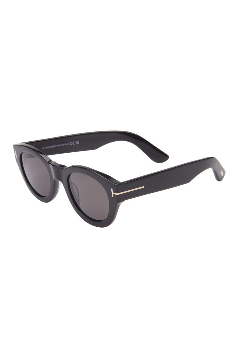Lucinda 48mm Round Sunglasses, Alternate, color, SHINY BLACK / SMOKE