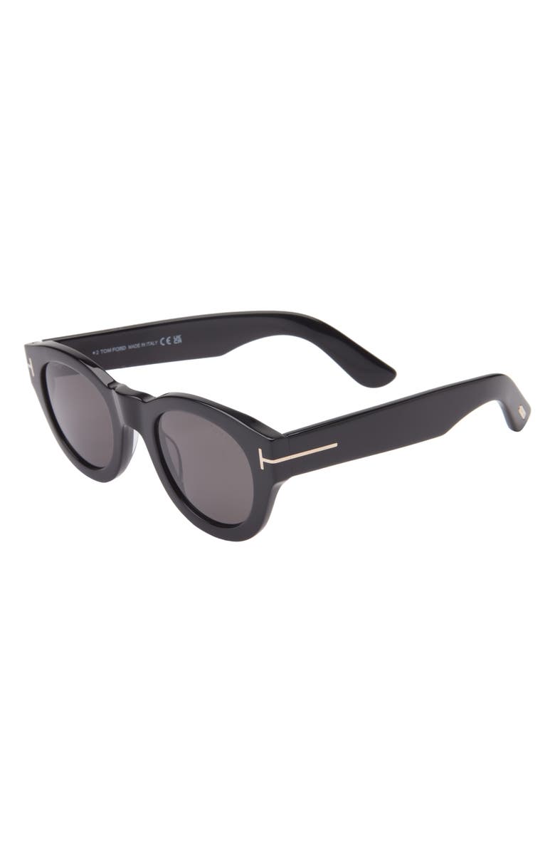 TOM FORD Lucinda 48mm Round Sunglasses, Alternate, color, Shiny Black / Smoke