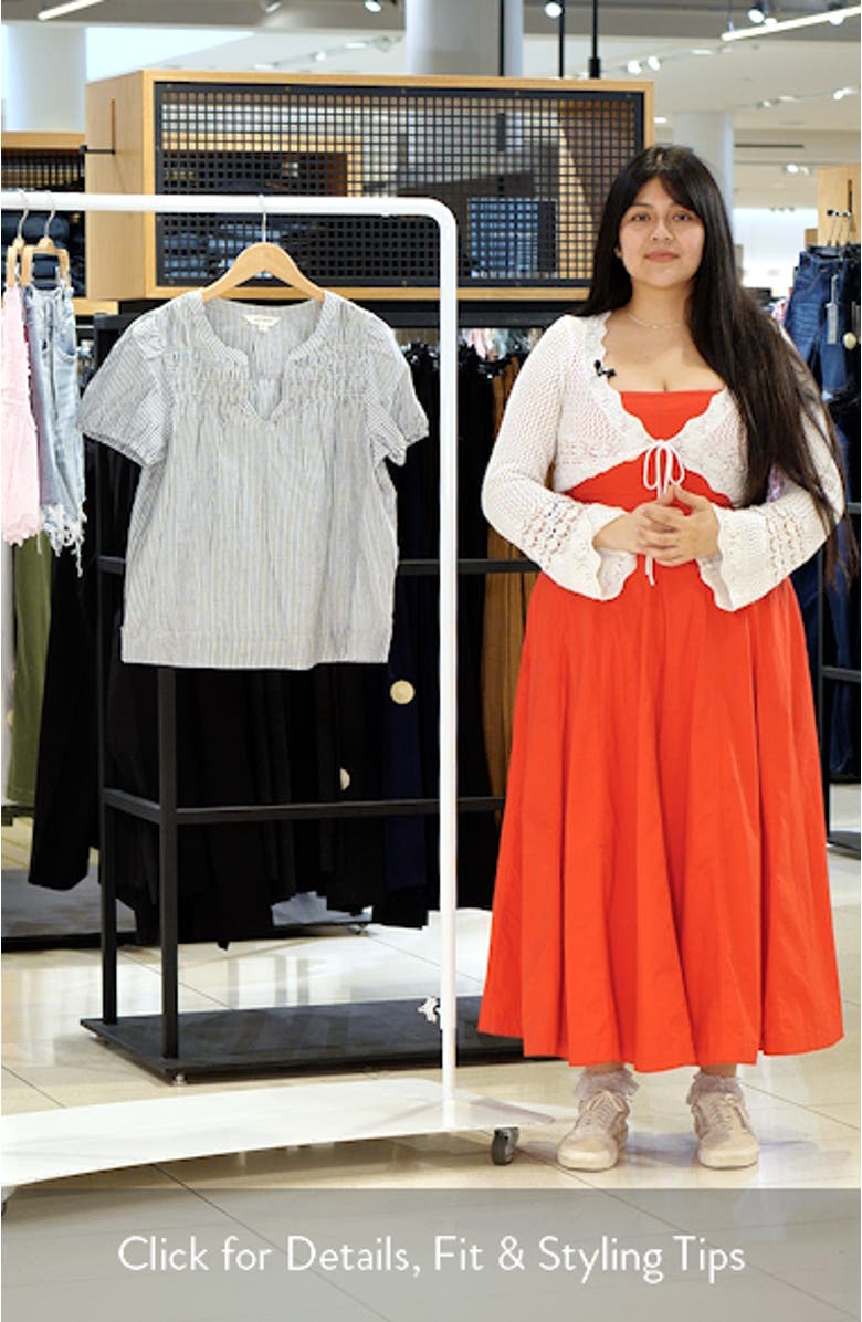 Stripe Smock Detail Cotton Top, sales video thumbnail