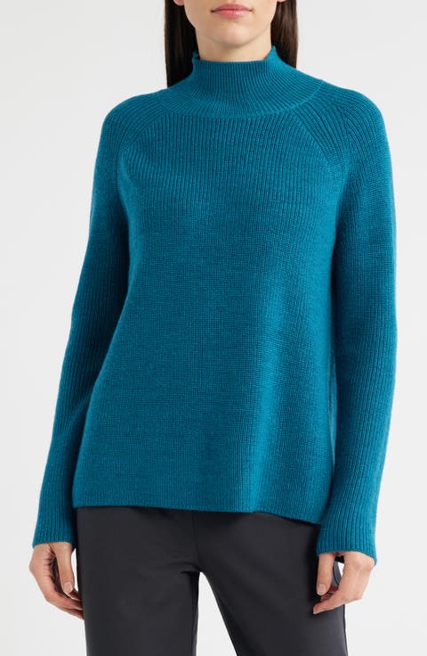 Raglan Sleeve Merino Wool Turtleneck Sweater