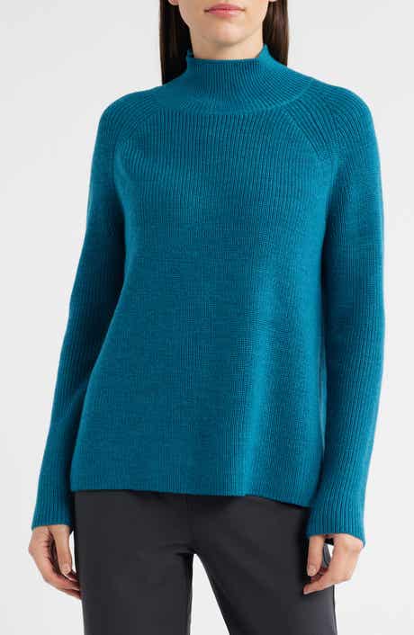Eileen Fisher Raglan Sleeve Merino Wool Turtleneck Sweater