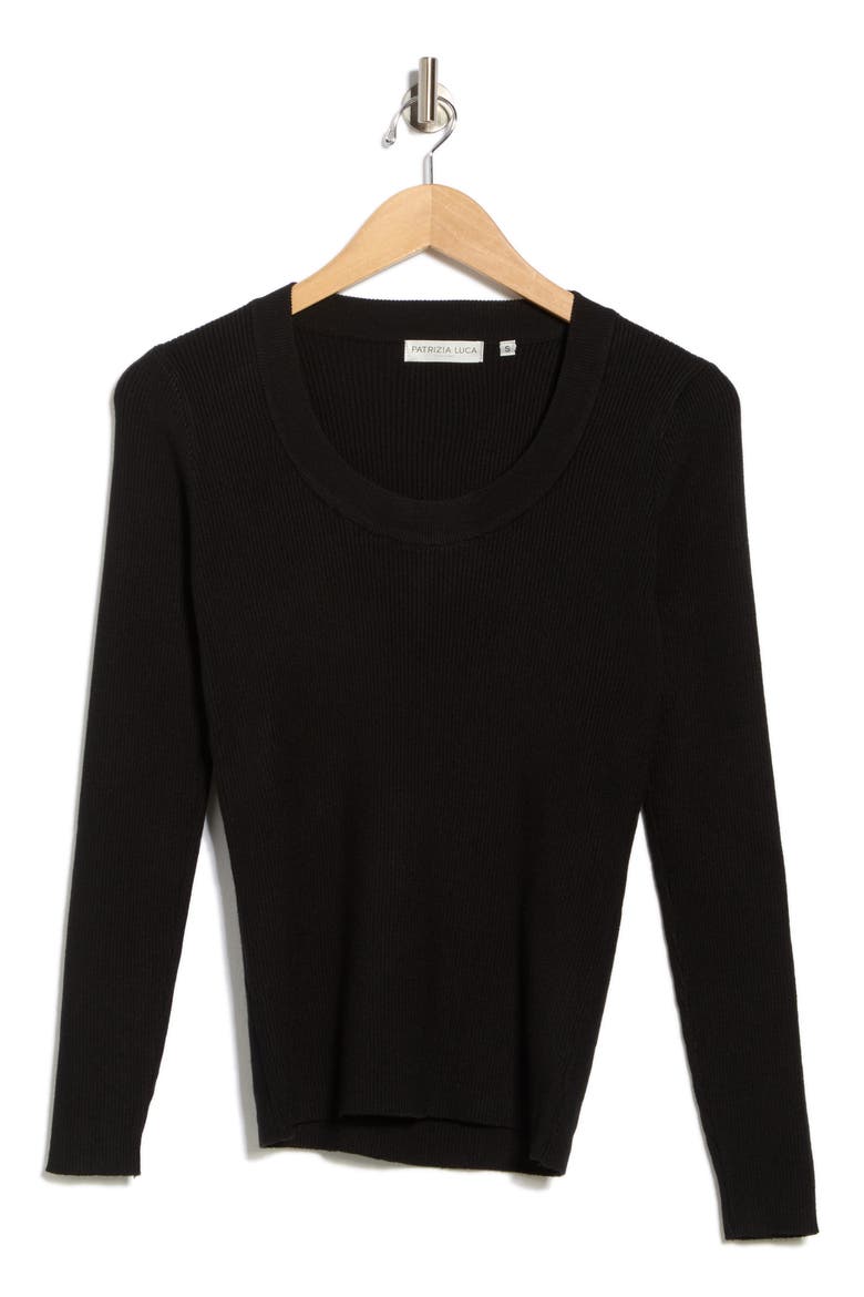 Rib Knit Sweater, Alternate, color, BLACK