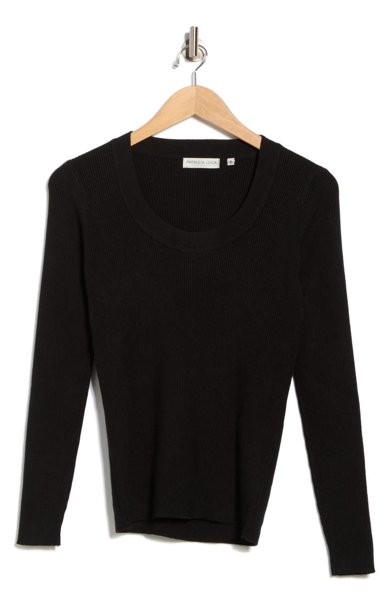 PATRIZIA LUCA Rib Knit Sweater, Alternate, color, Black
