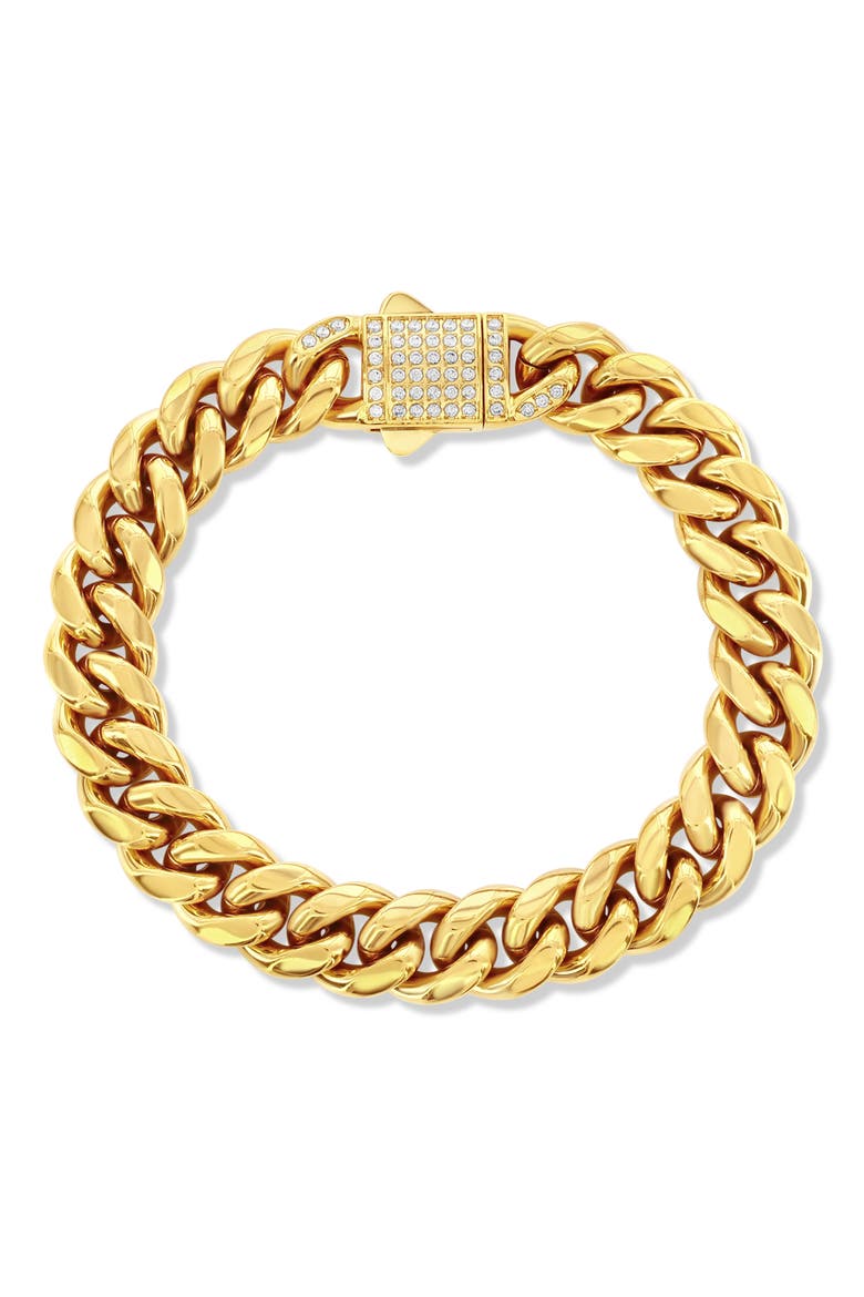 Mens Pavé Miami Cuban Chain Bracelet, Main, color, GOLD