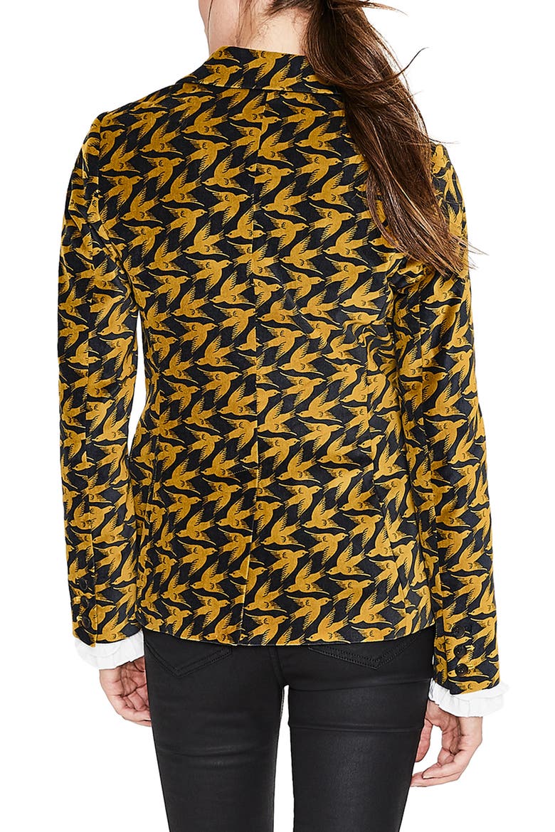 Stretch Velvet Blazer, Alternate, color, TRUMPET DIAGONAL BIRDS