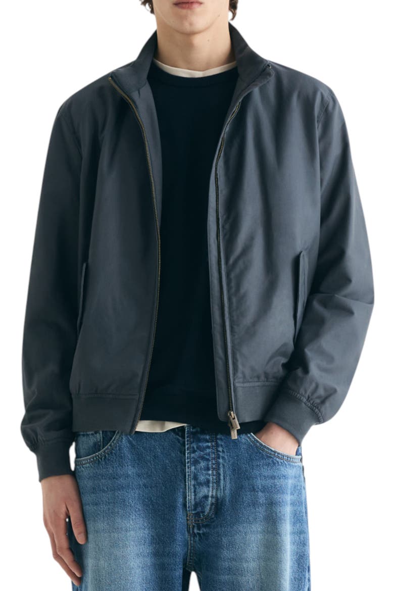 High Neck Bomber Jacket, Main, color, Navy