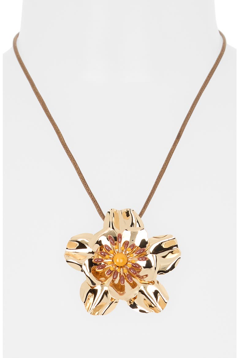 Floral Pendant Necklace, Alternate, color, GOLD