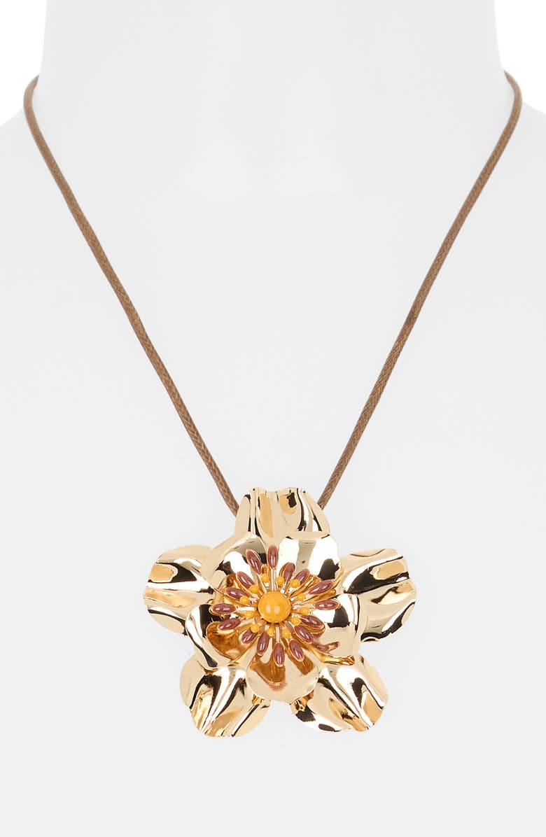 BP. Floral Pendant Necklace, Alternate, color, Gold