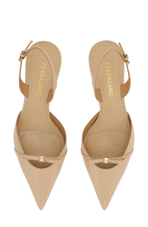 Shop Ferragamo Gylla Pointed Toe Slingback Pump In Beige