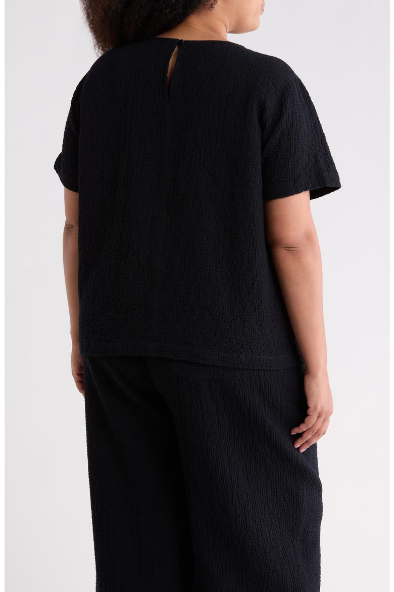 Texture Stretch Organic Cotton Top, Alternate, color, BLACK