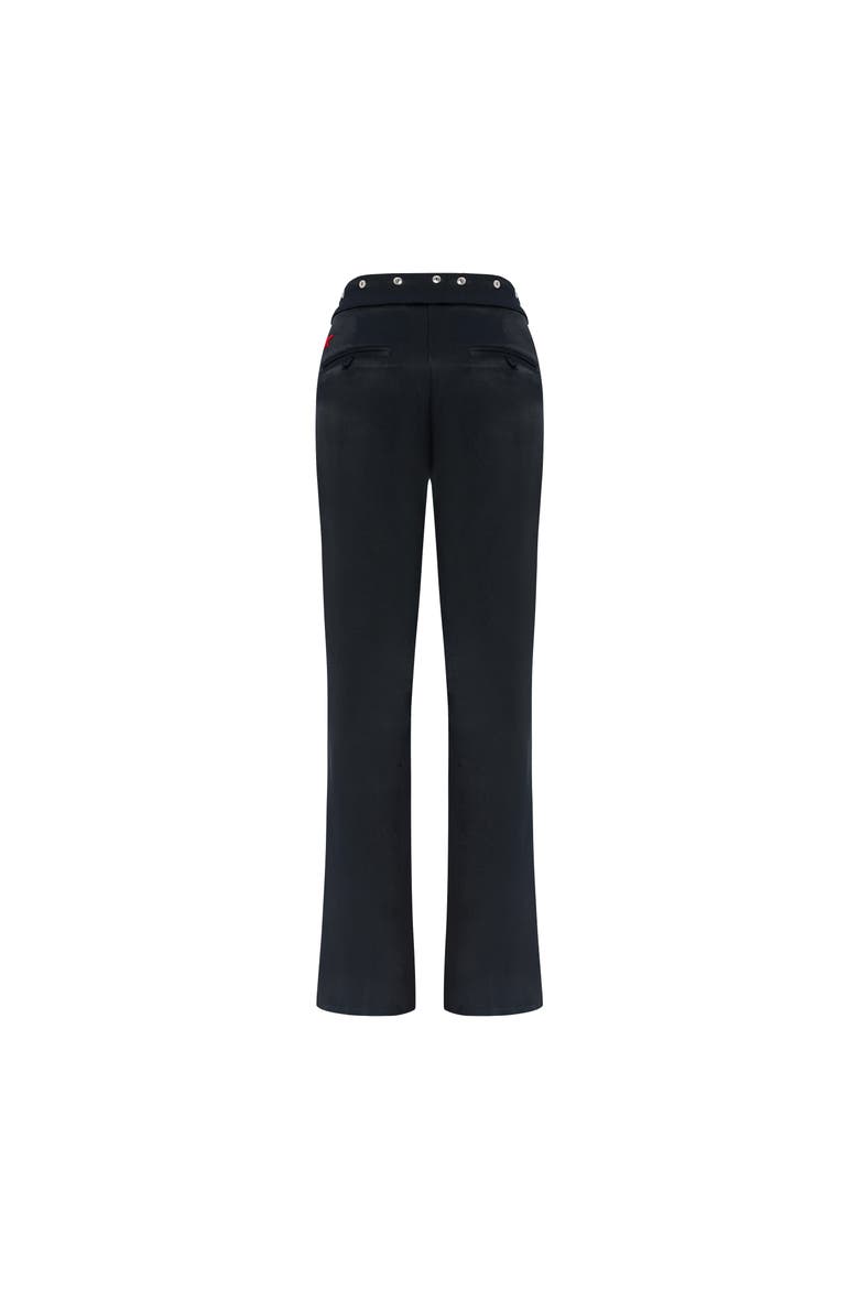 Woven Pant With Metal Button, Alternate, color, BLACK