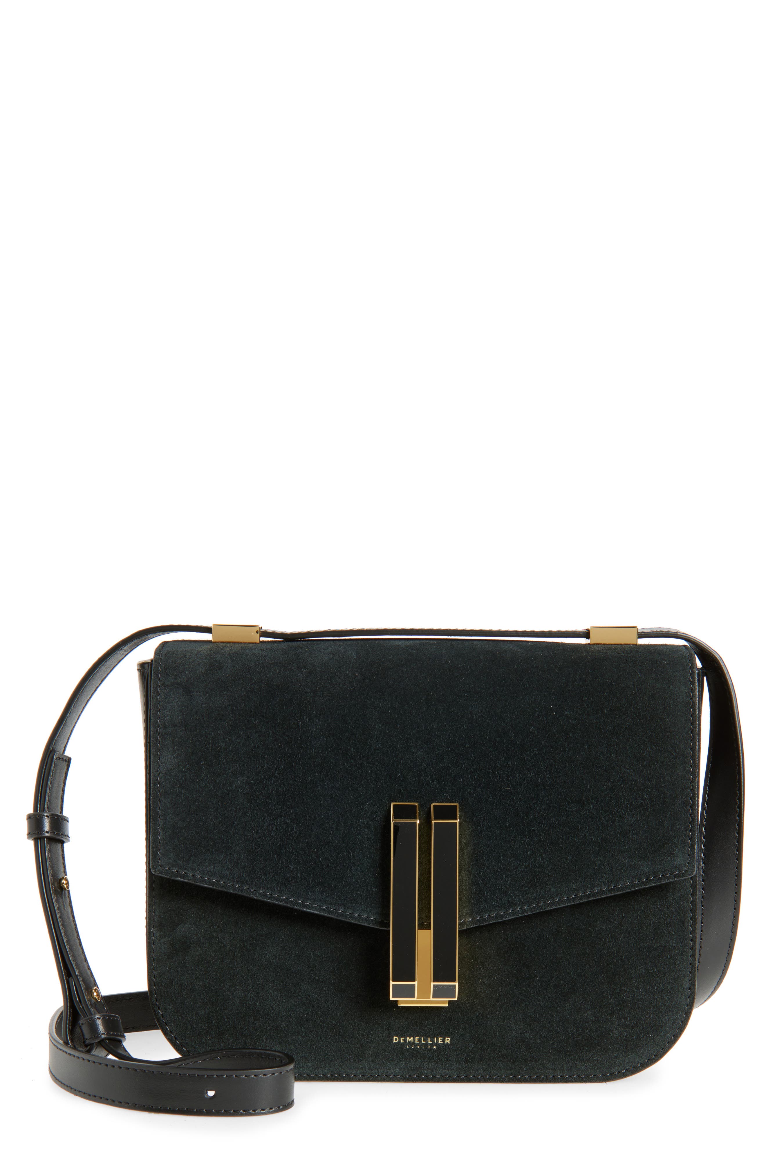DeMellier Vancouver Leather Crossbody Bag, Main, color, Black Black Enamel