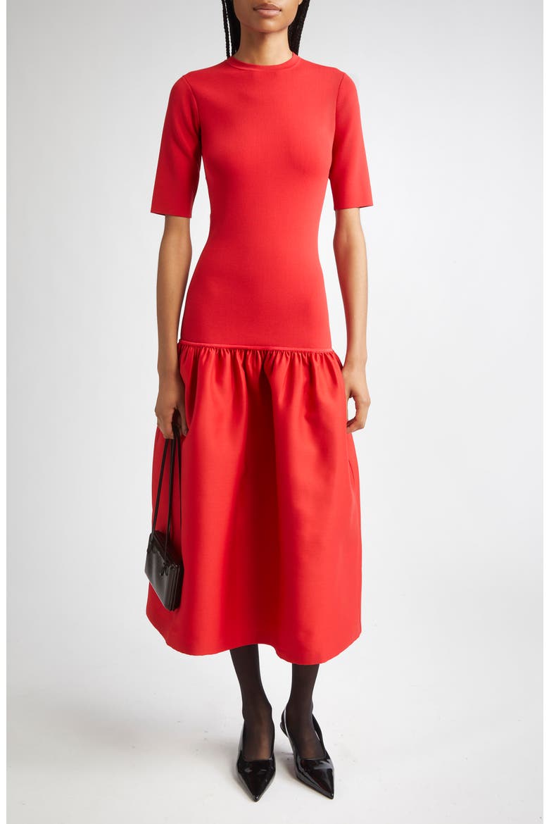Twinflower Flounce Sweater Dress, Main, color, POPPY