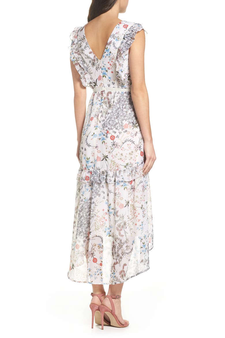 Print High/Low Midi Dress, Alternate, color, IVORY AMELIA FLORAL