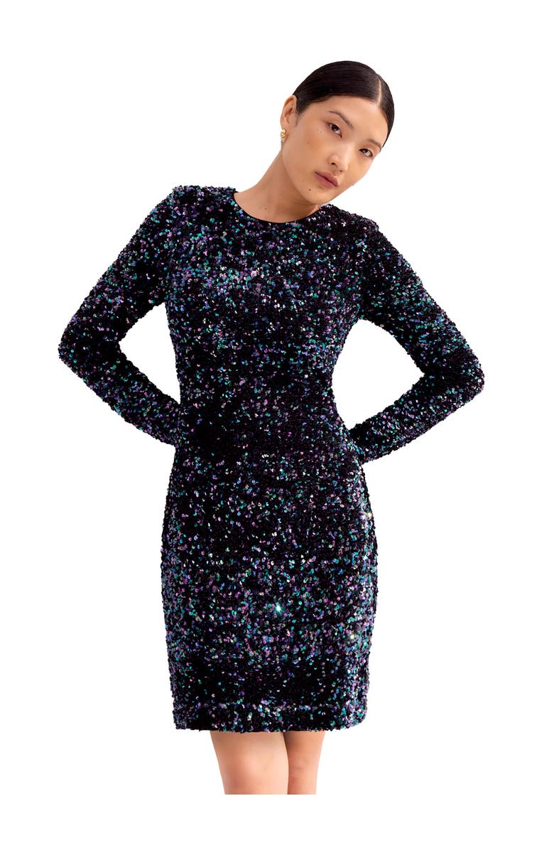 Ro&Zo Evie Cluster Sequin Dress, Main, color, Blue
