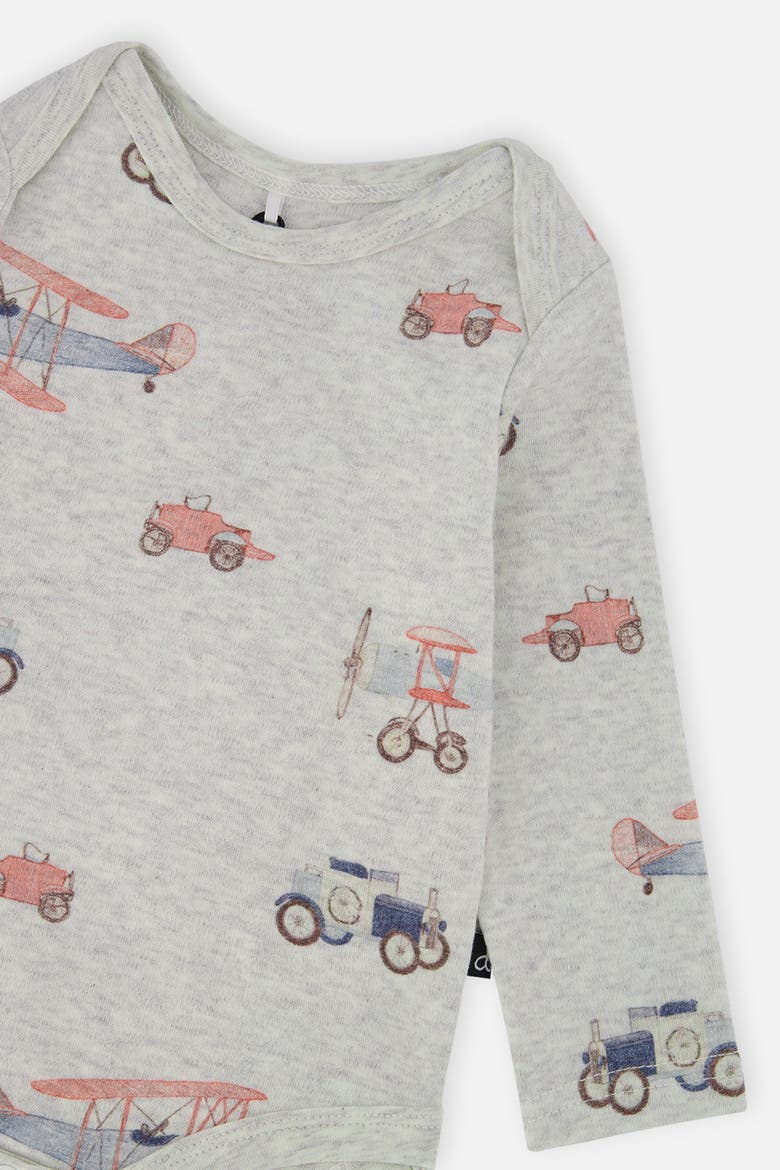 Organic Cotton Airplane Snap Envelope Neck Romper, Alternate, color, Beige Printed Airplanes
