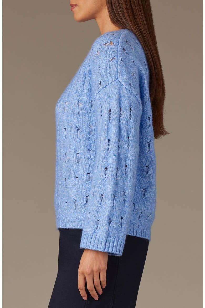 Open Stitch Pullover Sweater, Alternate, color, HEATHER CERULEAN BLUE