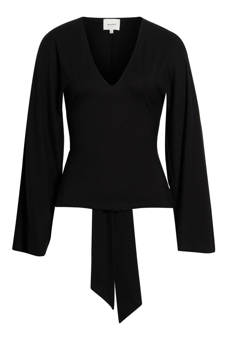 Hadley Tie Waist Knit Top, Main, color, BLACK