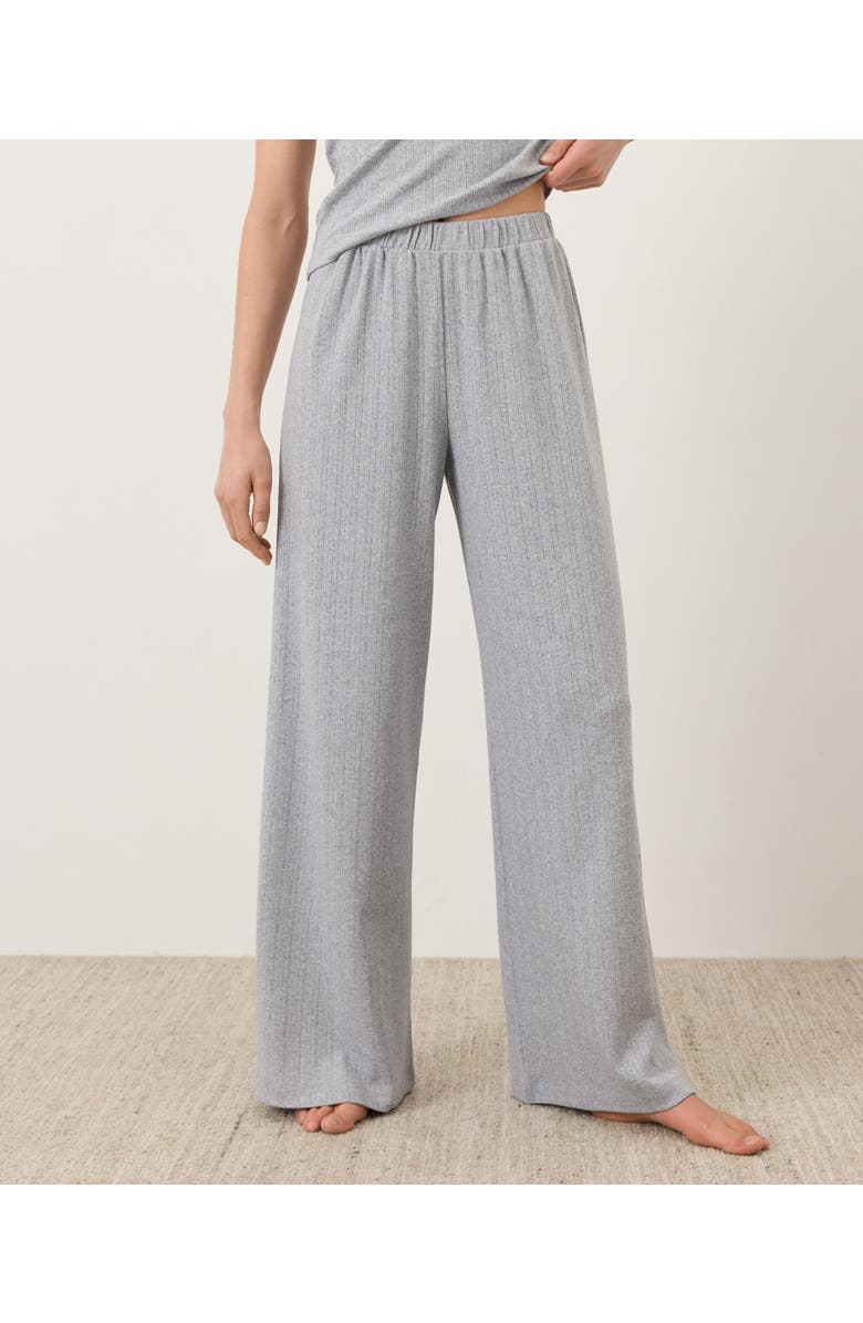 Pact Organic Cotton Pointelle Wide Leg Pant, Main, color, Heather Grey