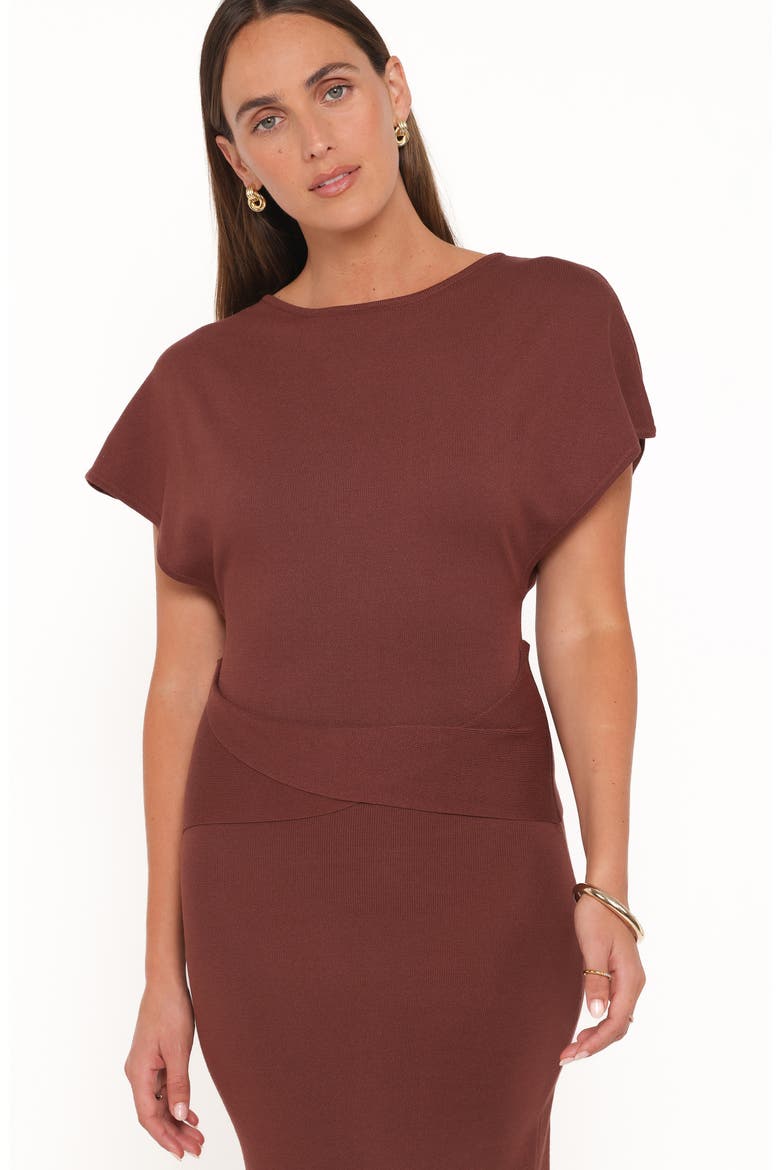 Carlina Midi Dress, Alternate, color, BROWN