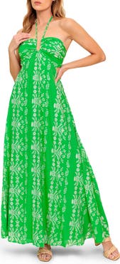 FLYING TOMATO Halter Tie Back Maxi Dress