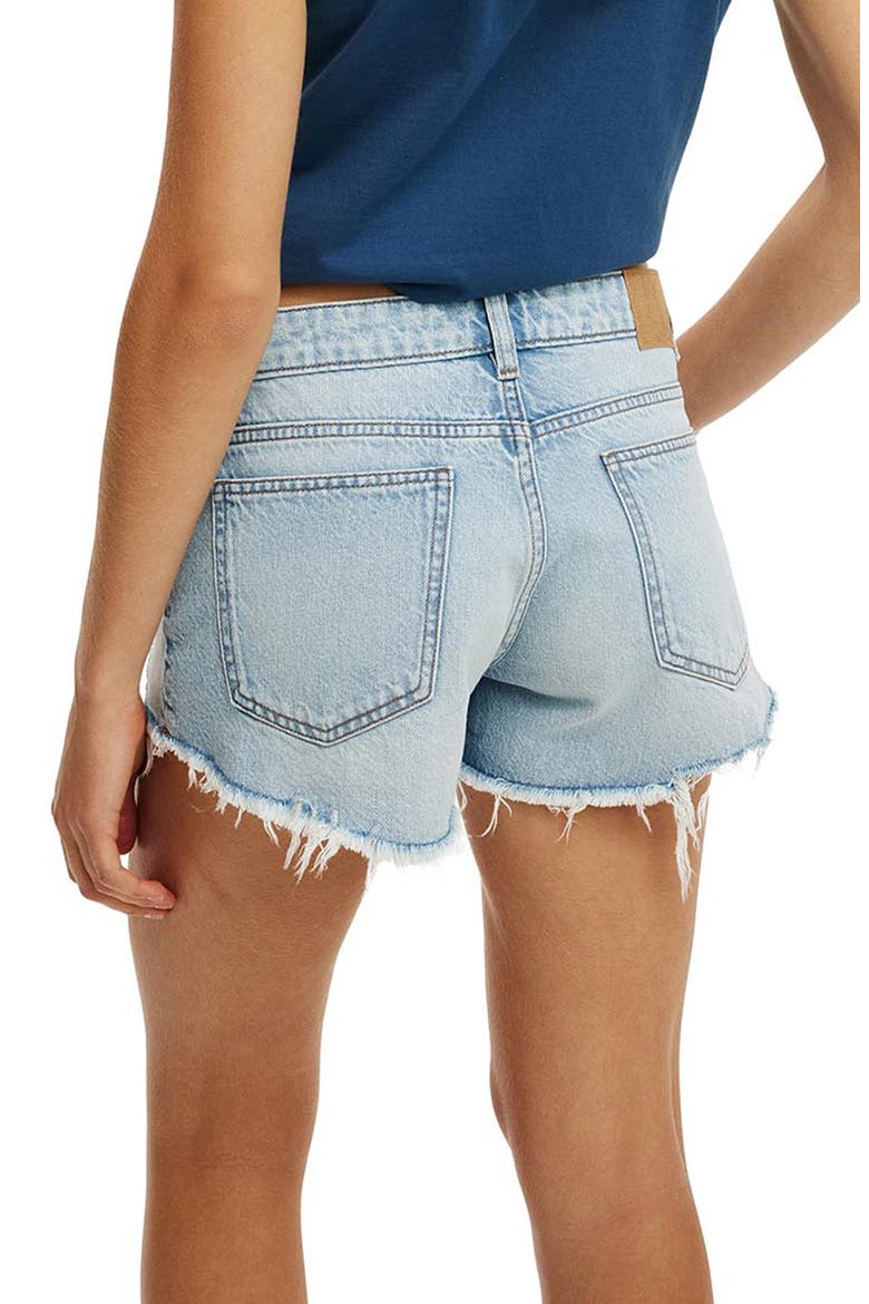 Saturday Low Rise Denim Cutoff Shorts, Alternate, color, SALTSTONE BLUE