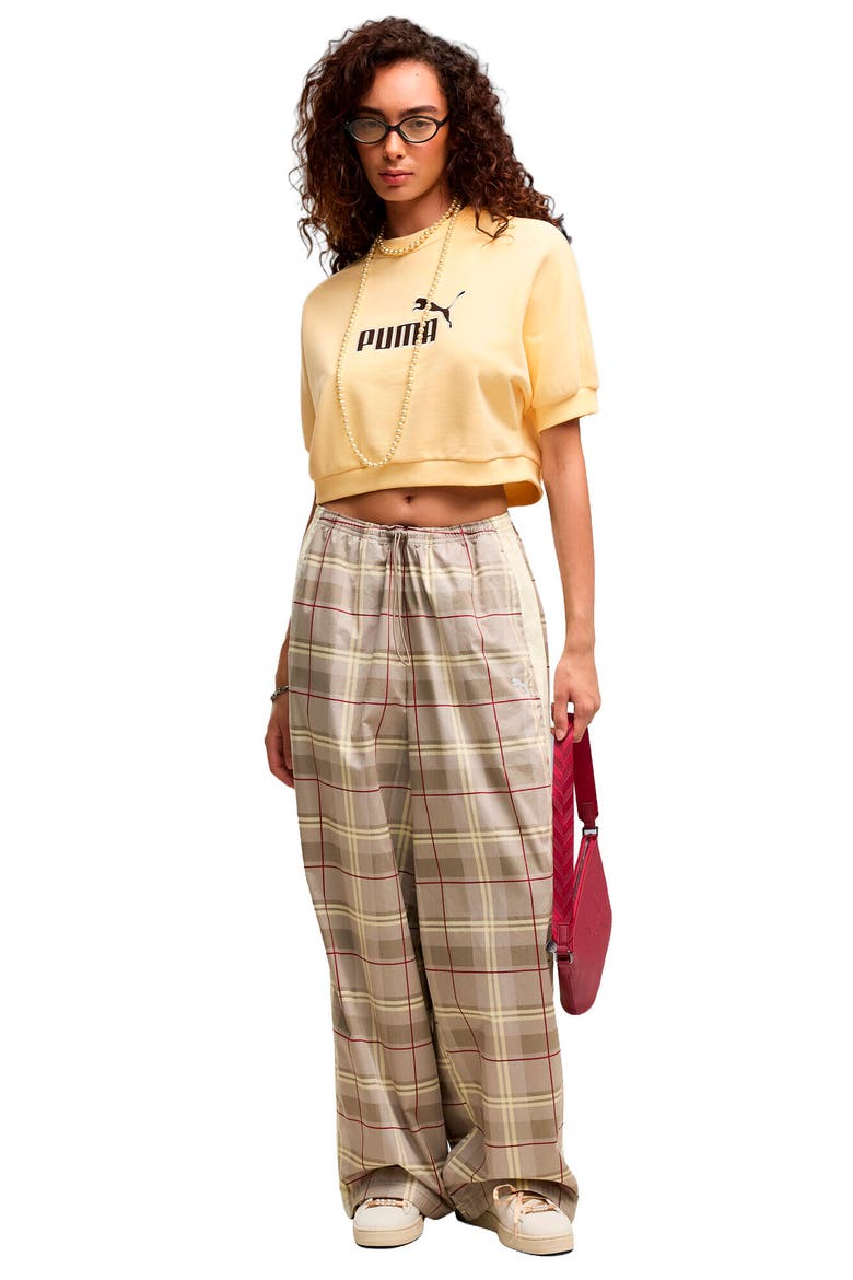 T7 Relaxed Tartan Woven Pants, Alternate, color, MOUSE GRAY