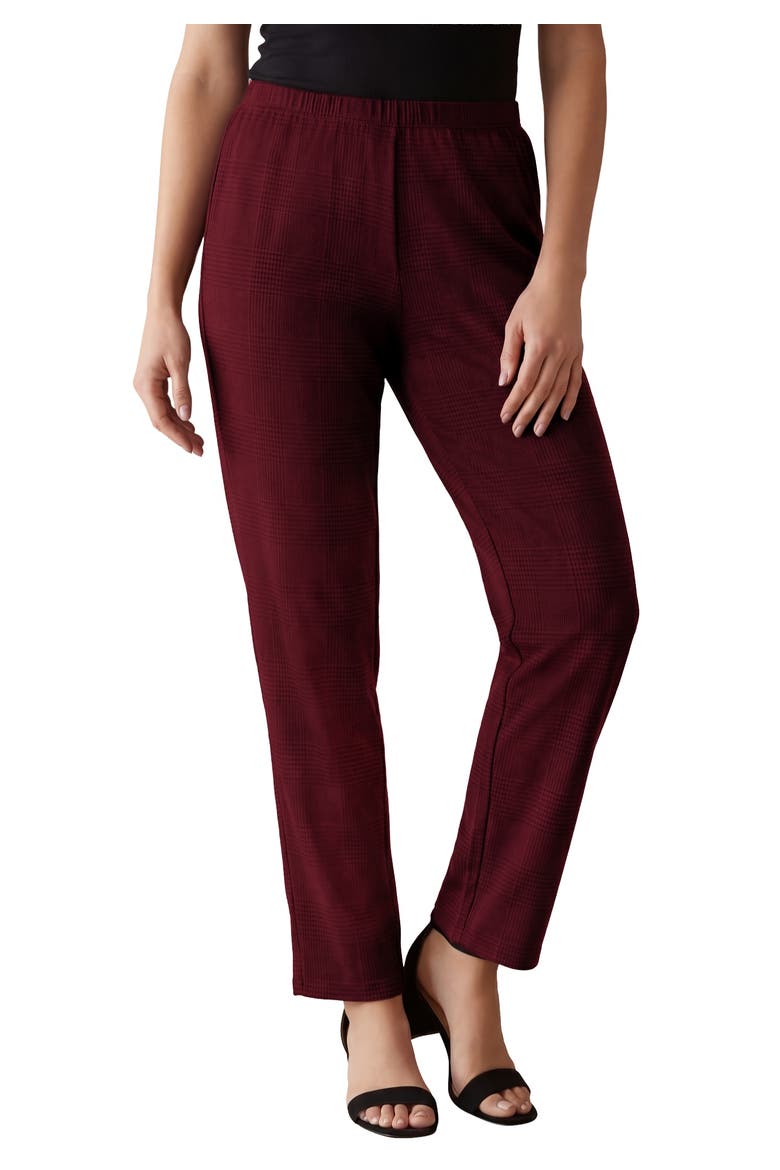 Everyday Stretch Cotton Straight Leg, Main, color, RICH BURGUNDY GLEN PLAID