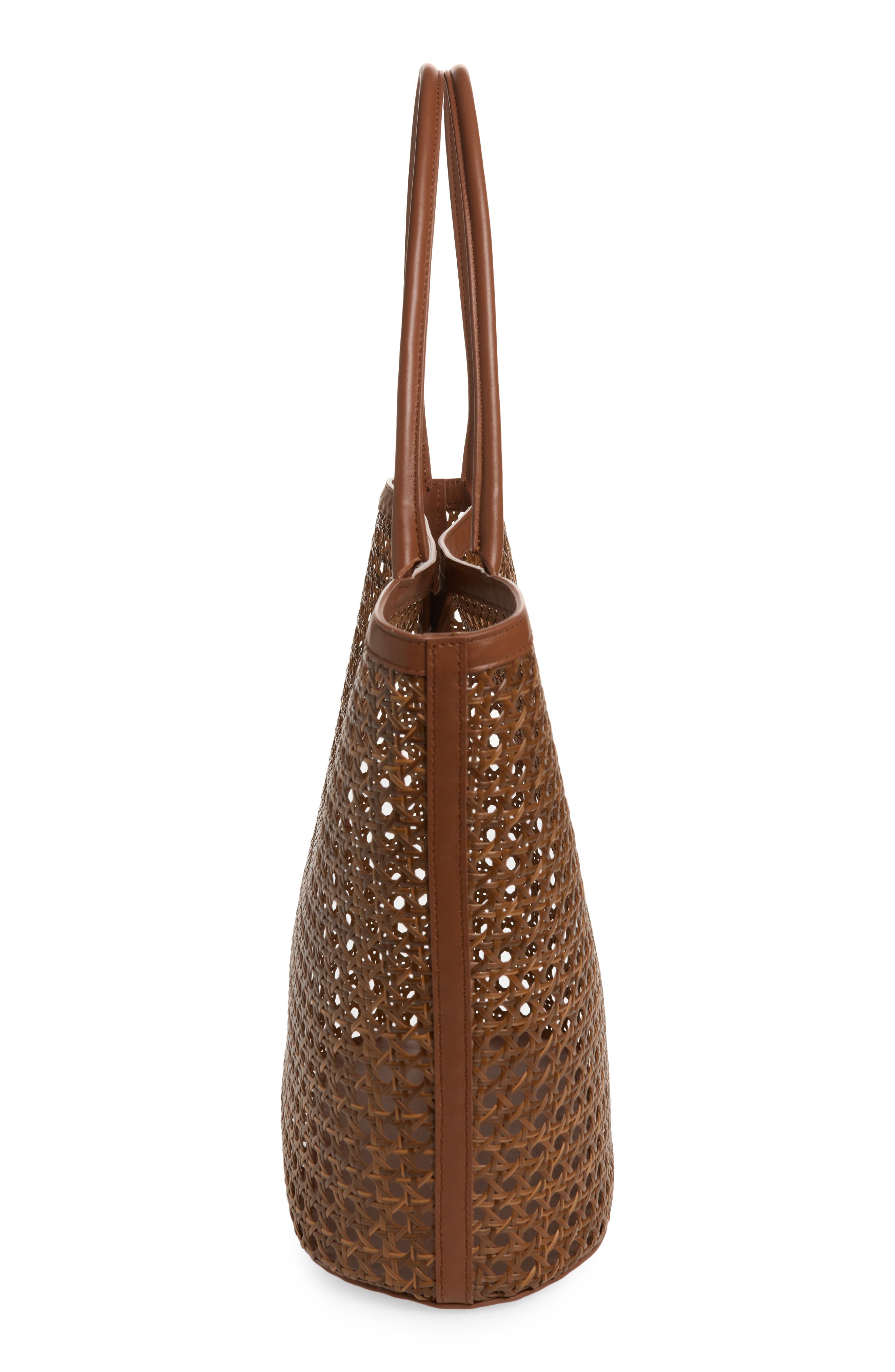 Reformation Isabella Woven Rattan Tote, Alternate, color, Espresso Rattan