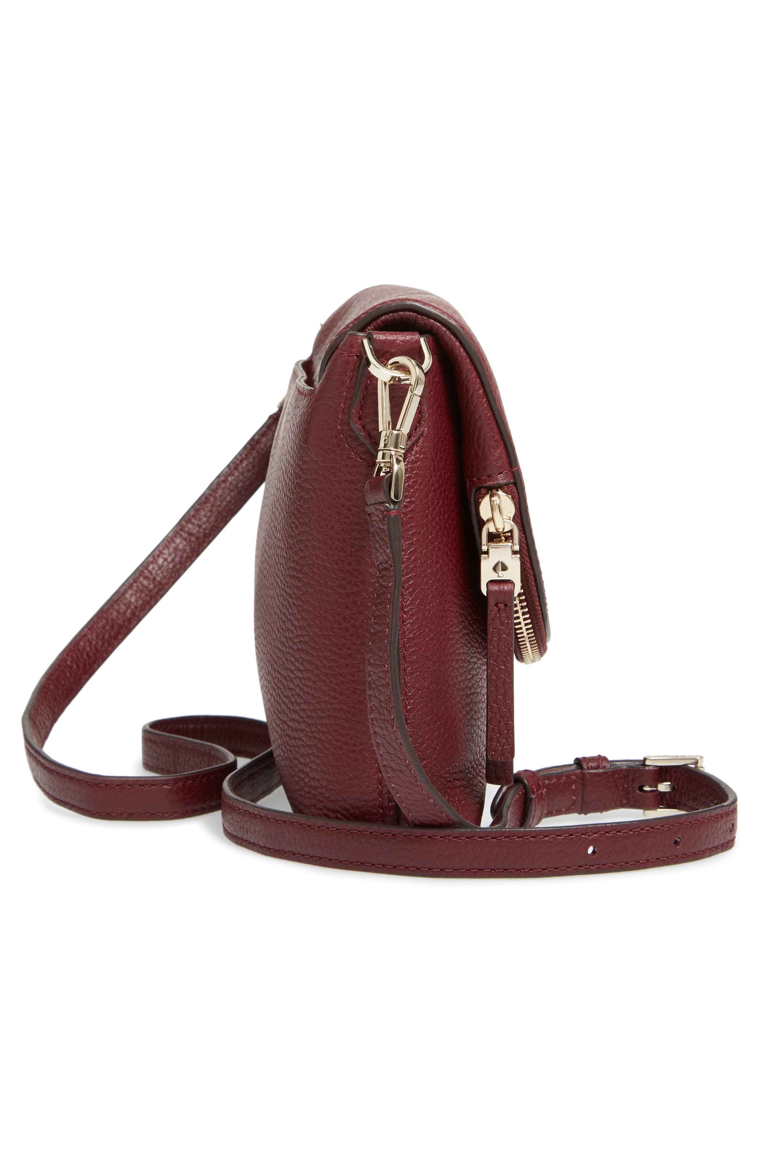 large polly leather crossbody bag, Alternate, color, CHERRYWOOD