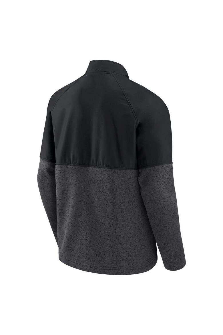 Men's Fanatics Branded Black/Heathered Charcoal Wisconsin Badgers Durable Raglan Full-Zip Jacket, Alternate, color, Black
