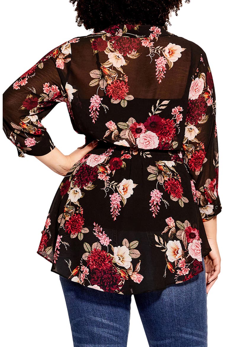 Floral Paradise Smock Waist Blouse, Alternate, color, BLACK FLORAL PARADISE