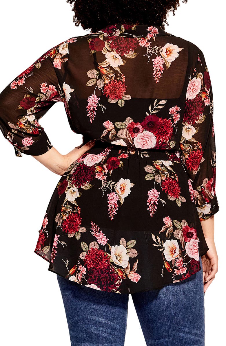 City Chic Floral Paradise Smock Waist Blouse, Alternate, color,
