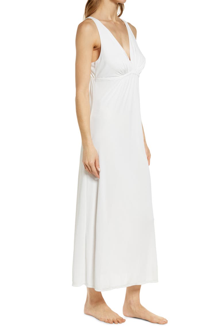 Enchant Deep V-Neck Satin Nightgown, Alternate, color, IVORY W/ SHELL PINK LACE