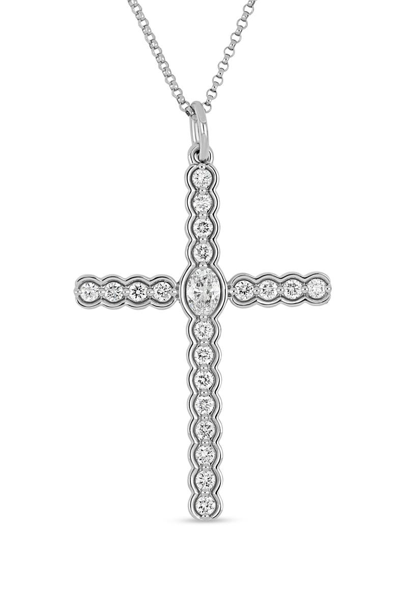 18K Gold Liora Diamond Cross Pendant Necklace, Alternate, color, 18K WHITE GOLD/ DIAMOND