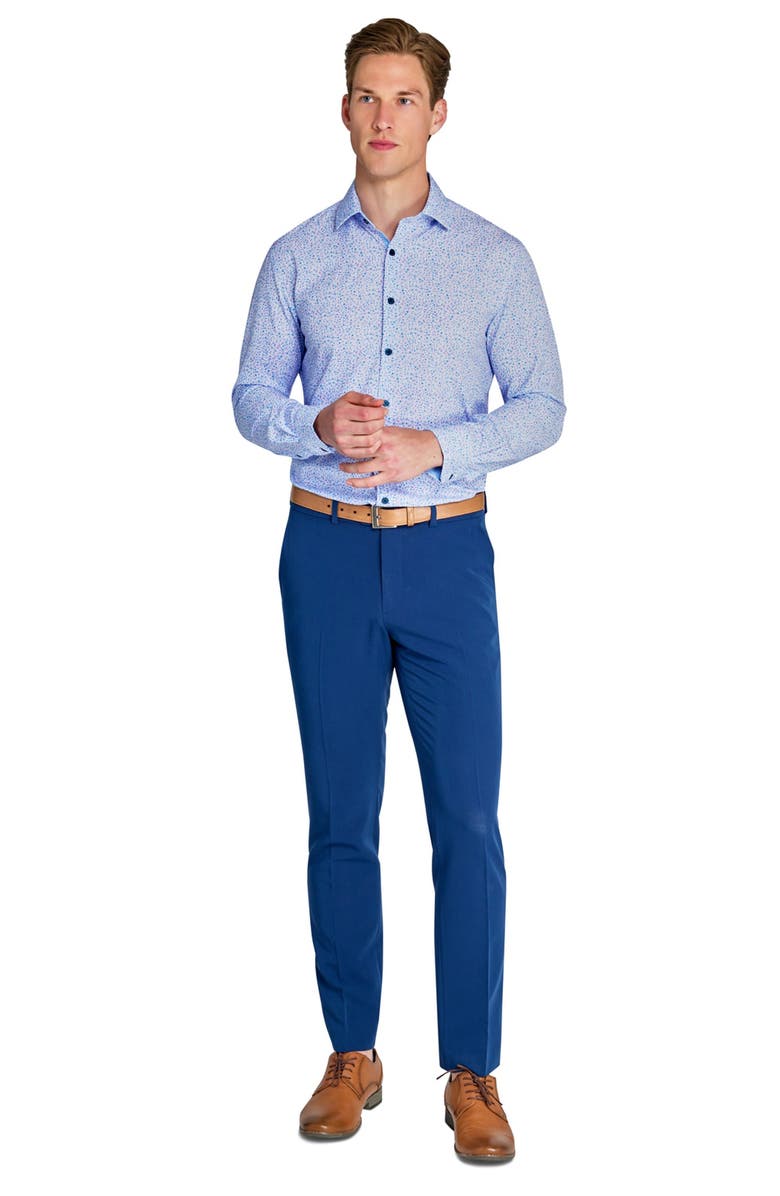 W.R.K Slim Fit Micro Floral Performance Dress Shirt, Alternate, color, White/ Blue