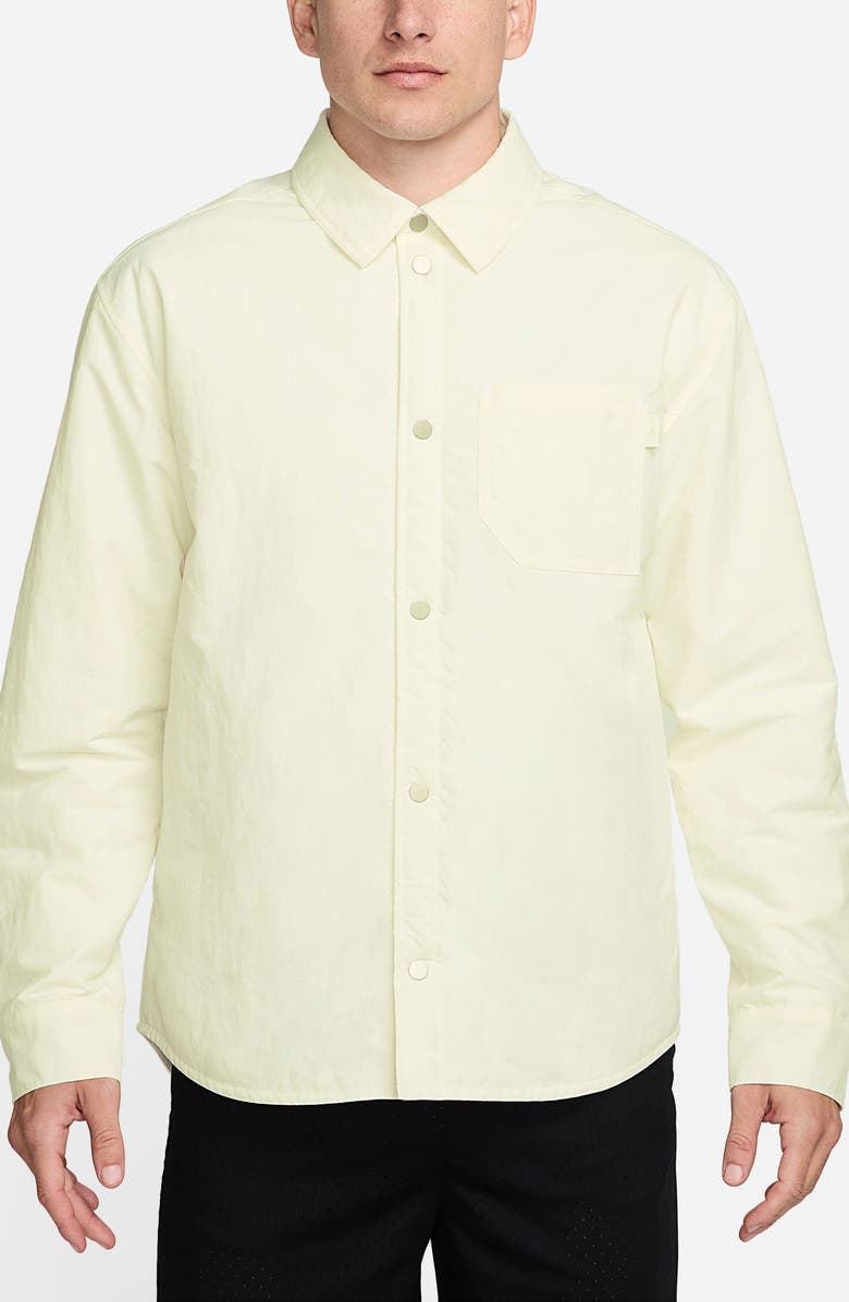 Jordan Nylon & Cotton Snap-Up Shirt Jacket, Main, color, Sail