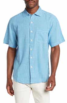 Tommy Bahama Gingham Grove Short Sleeve Linen & Cotton Shirt