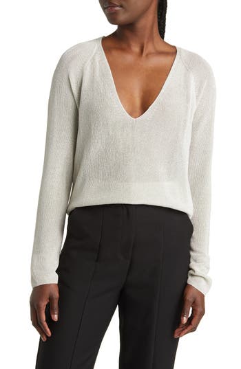 Mango Kling Jersey V-neck Sweater In White