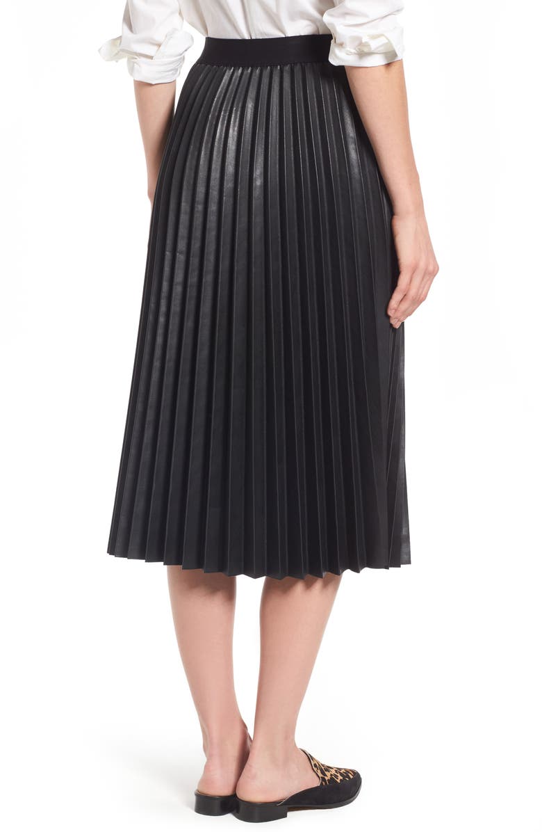 Halogen<sup>®</sup> Pleat Faux Leather Skirt, Alternate, color, 
