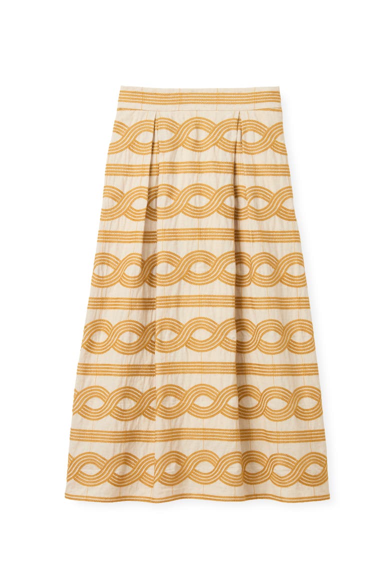 Bea Embroidered Midi Skirt, Main, color, Goldenrod