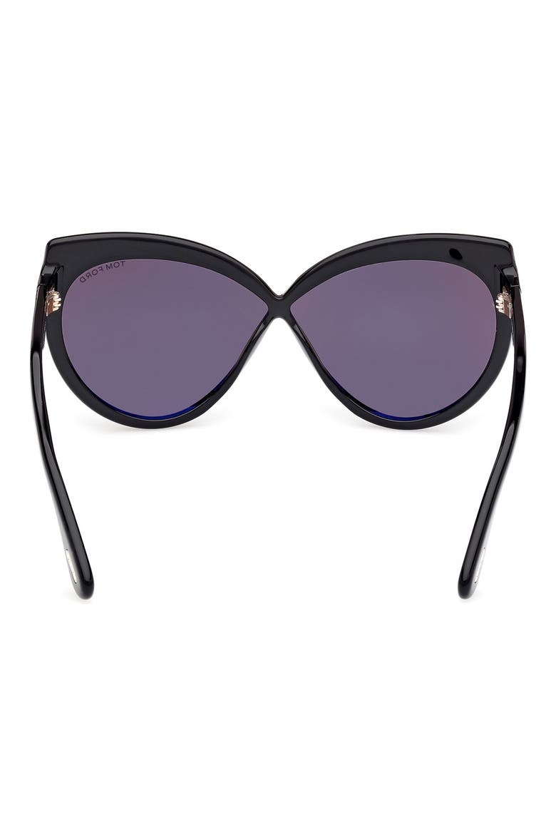 65mm Butterfly Sunglasses, Alternate, color, SHINY BLACK / SMOKE