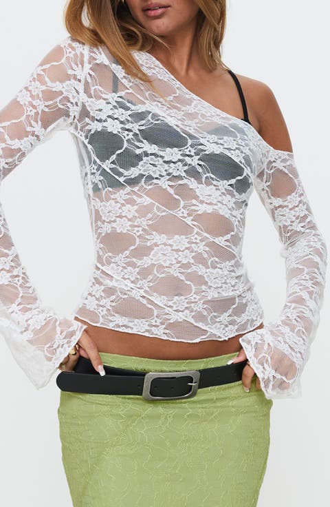 How Ironic One-Shoulder Lace Crop Top