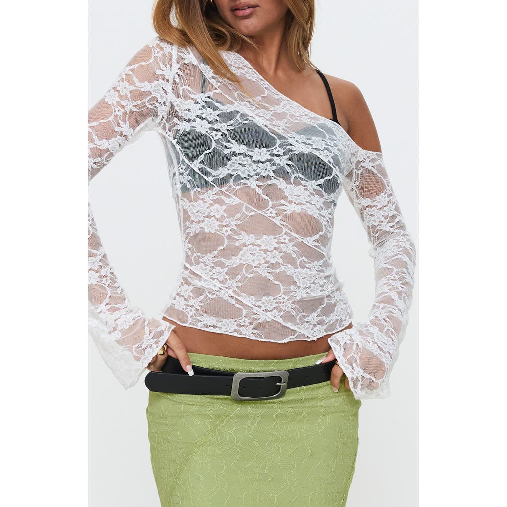 Princess Polly How Ironic One-shoulder Lace Crop Top