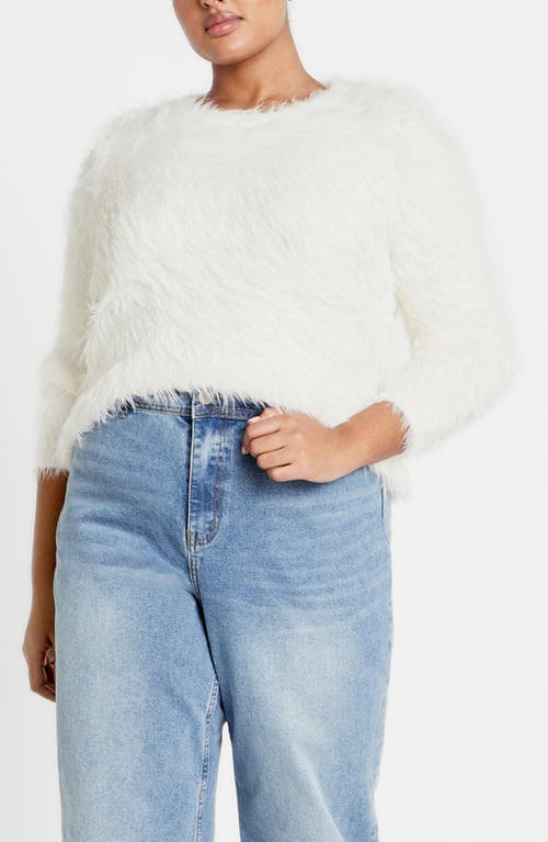 City Chic Elisa Textured Sweater In White