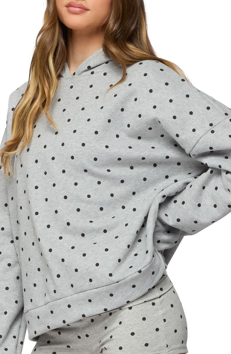 EDIKTED Chelsie Polka Dot Hoodie, Alternate, color, Gray-Melange